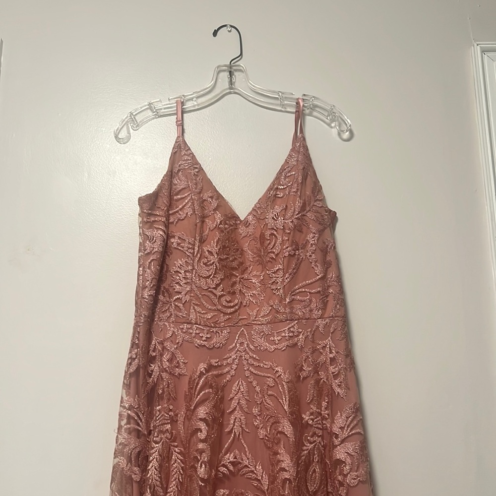 mauve long pink dress